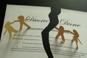 divorce decree document and paper family figures